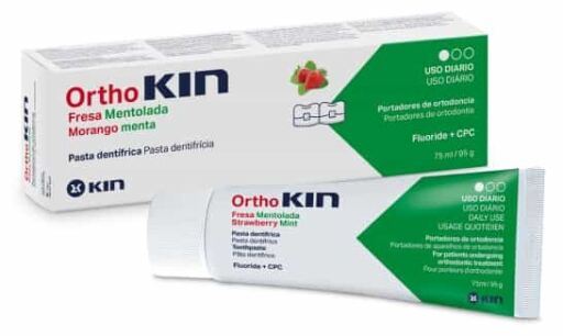 Creme dental com menta de morango Ortho-Kin 75 ml