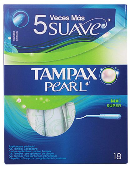 Tampões de super aplicador de pérola Tampax