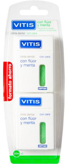 Fita dental Vitis com flúor e hortelã 2x50 ml