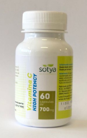 Vitamina C de alta potência 60 cápsulas de 700 mg