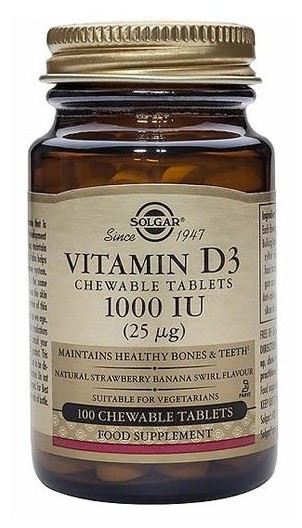 Vitamina D3 1000 UI para mastigar 100 comprimidos